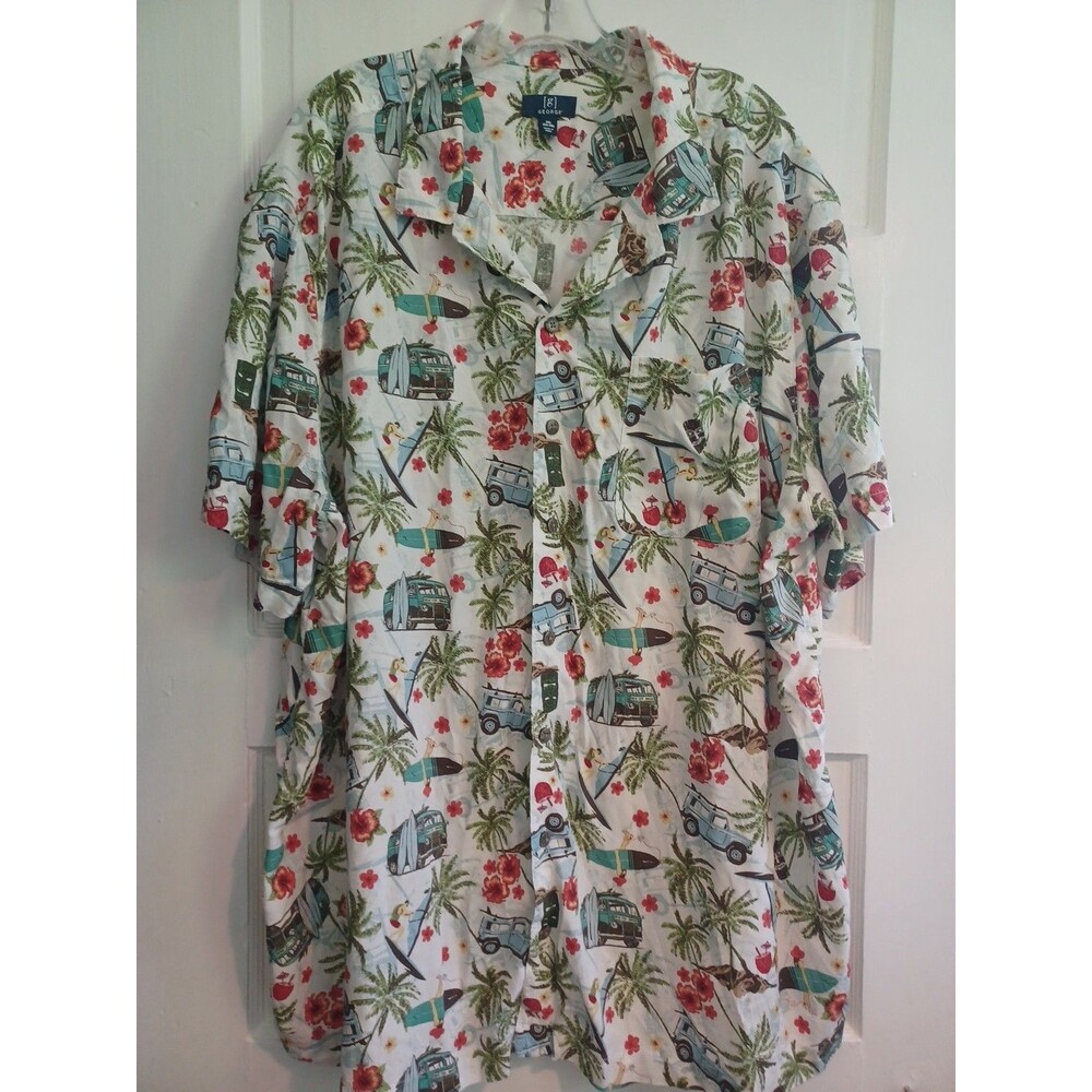 Surf themed Hawaiian shirt mens 3XL  beach palms boards tiki party vacation